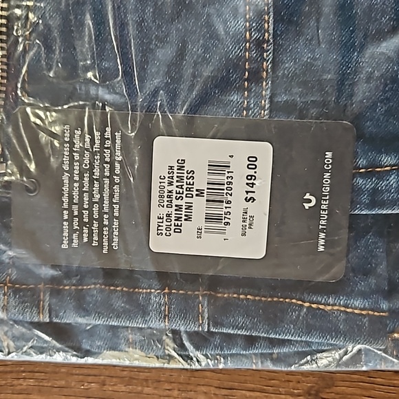 TRUE RELIGION DENIM ZIP MINI BODYCON DRESS SIZE M COLOR DARK WASH - Picture 12 of 14